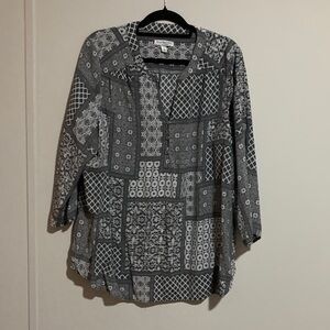 Kim Rogers Black and White Patchwork Blouse